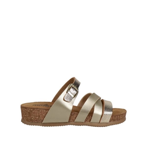 EASY WALK ΧΡΥΣΟ FOOTBED ΜΑΛΑΚΟ ΚΑΙ ΕΥΚΑΜΠΤΟ ΣΑΝΔΑΛΙ ΔΕΡΜΑΤΙΝΟ