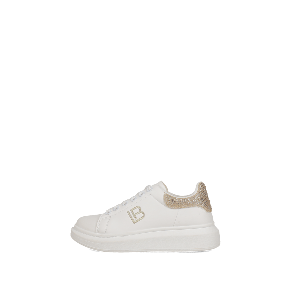 LAURA BIAGIOTTI ΛΕΥΚΟ SNEAKER ΜΕ ΧΡΥΣΑ STRASS